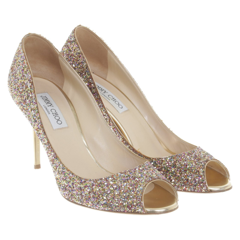 Jimmy Choo Peeptoes met glitterapplicatie