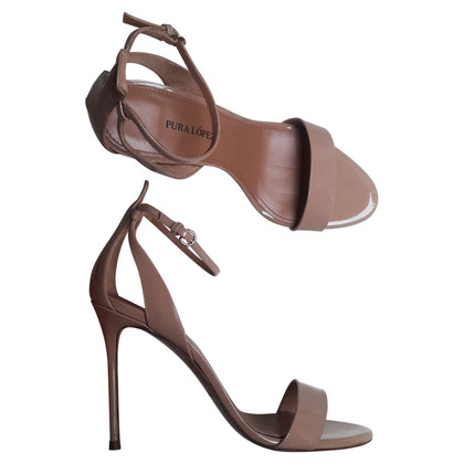 Pura Lopez Sandals Patent leather in Nude