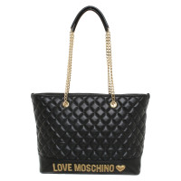Moschino Love Shopper aus Leder in Schwarz