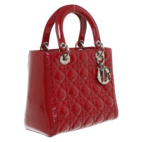 Christian Dior Lady Dior Medium aus Lackleder in Rot