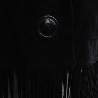 Maje Leather jacket with fringes