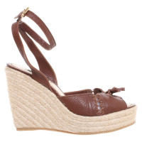 Louis Vuitton Wedges Leather in Brown