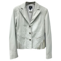 Versace Jacke/Mantel aus Leder in Weiß