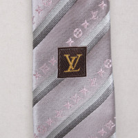 Louis Vuitton Tie pink & amp; shiny gray stripes