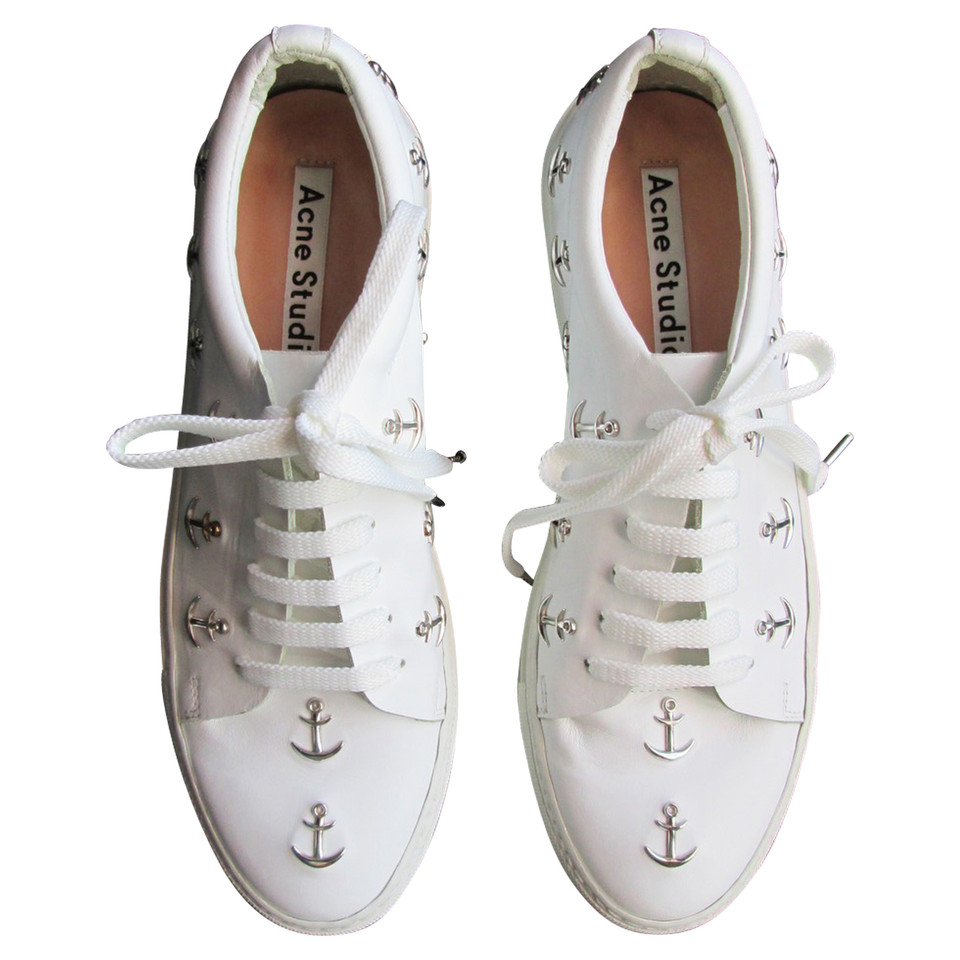 Acne Sneaker in Pelle in Bianco