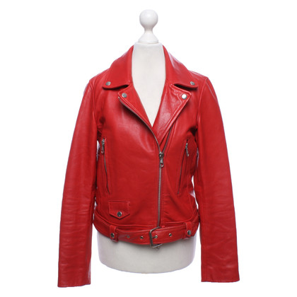 Set Jacke/Mantel aus Leder in Rot
