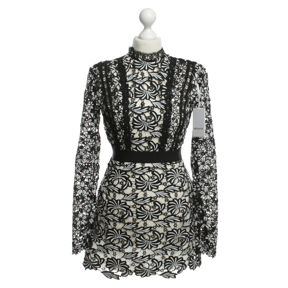 Self Portrait Lace dress in black and white