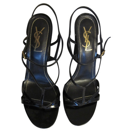 Yves Saint Laurent Sandals Patent leather in Black