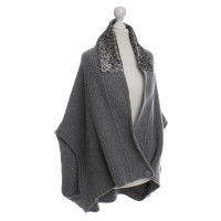 Ferre Poncho in lana grigio