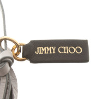 Jimmy Choo Pendentif à franges, cuir, gris clair