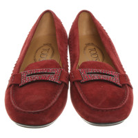 Tod's Slippers/Ballerinas Suede in Bordeaux