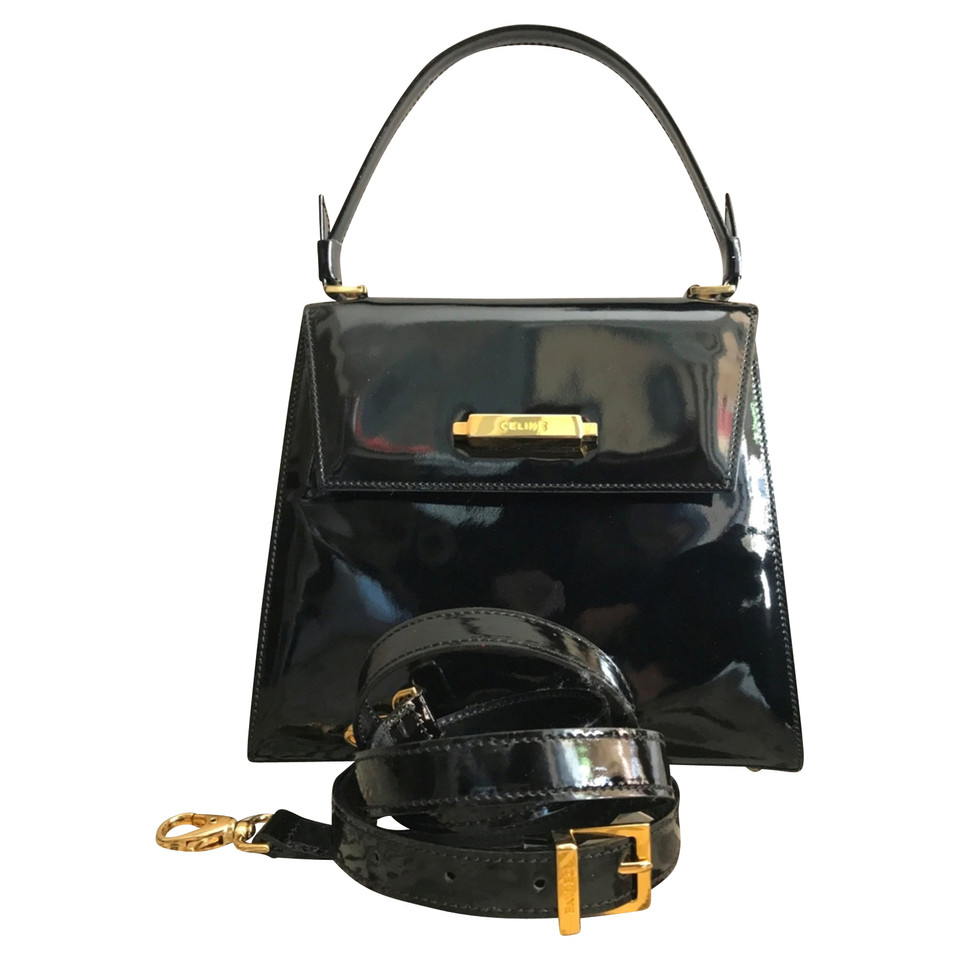 Céline Shoulder bag Patent leather in Black