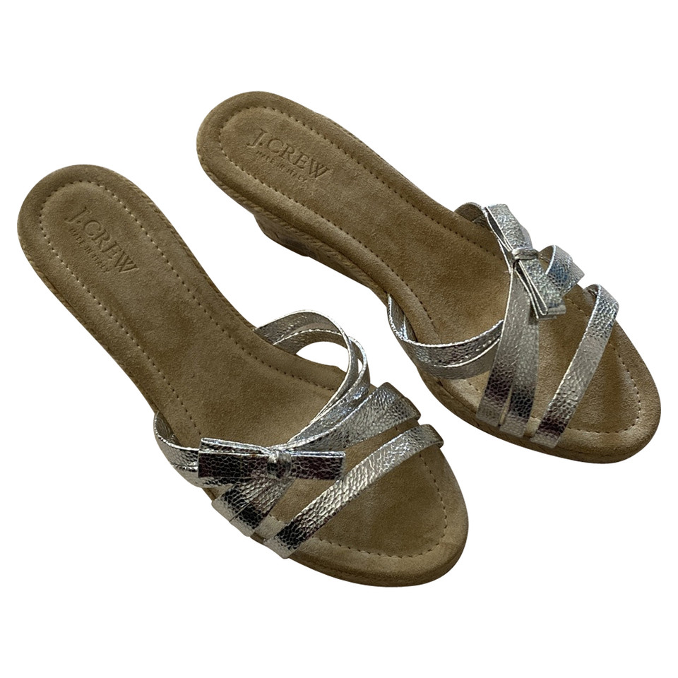 J. Crew Sandalen Leer in Zilverachtig