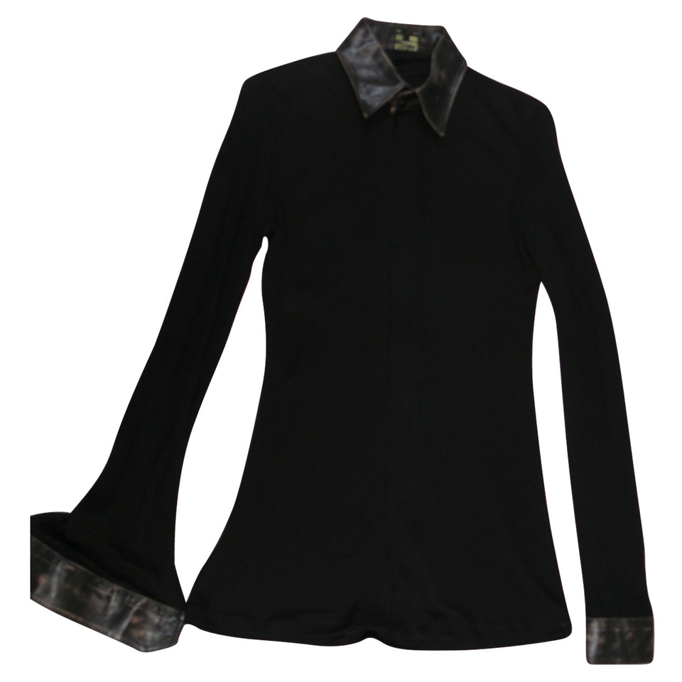 Jean Paul Gaultier Shirt blouse with leather collar