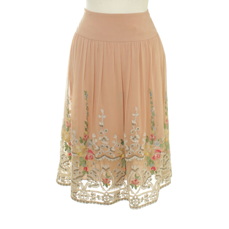 Ralph Lauren Silk skirt with floral embroidery