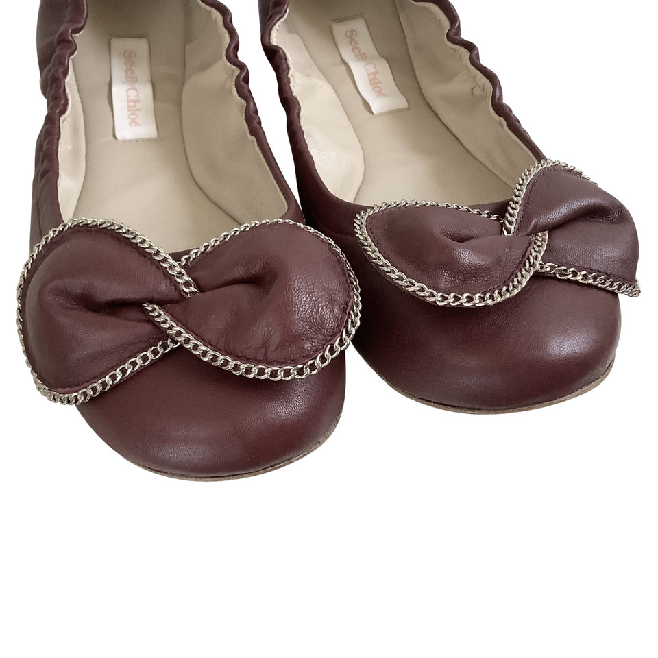 See By Chloé Slippers/Ballerina's Leer in Bordeaux