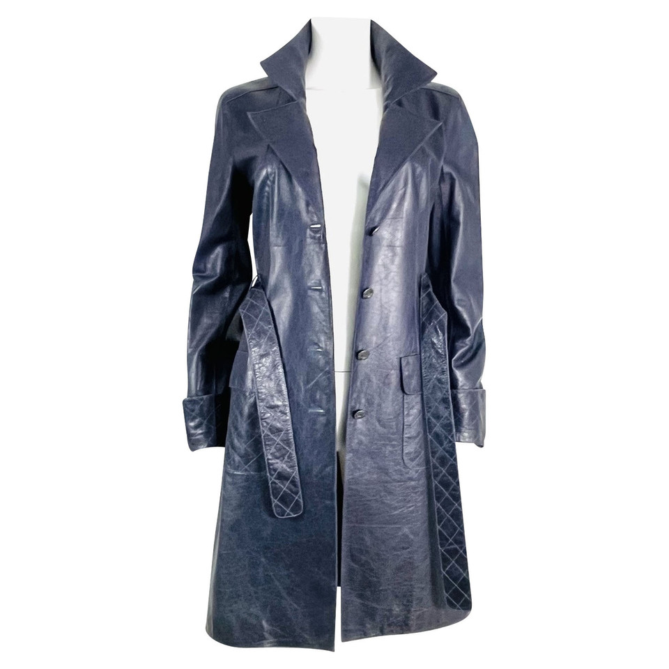 Chanel Jacket/Coat Leather in Blue