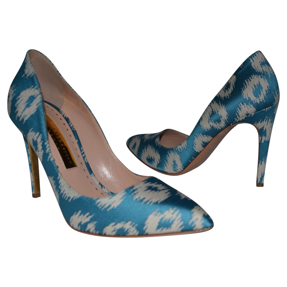 Rupert Sanderson Malory Ikat Azure Blauw / Wit pumps