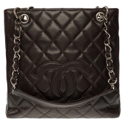 Chanel Shopping Tote Petit Leer in Bruin