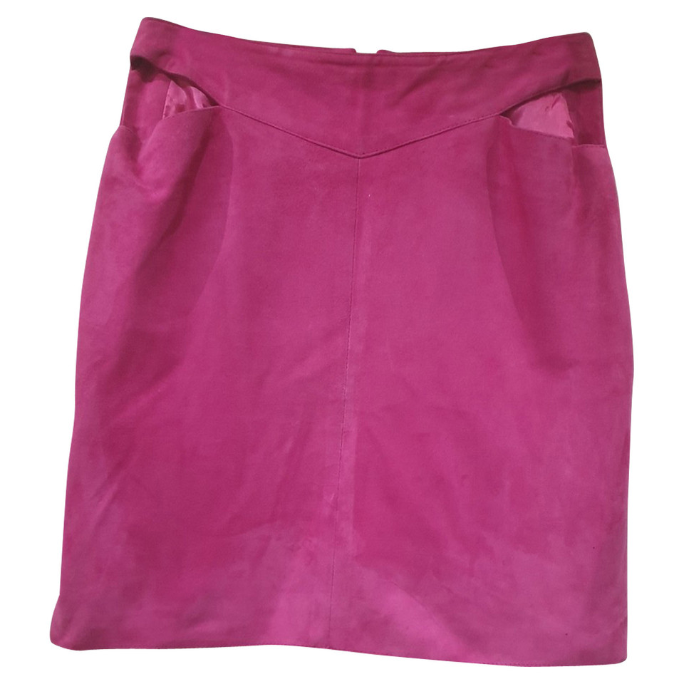 Versace Jupe en Cuir en Fuchsia