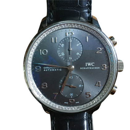 Iwc Weissgold-Uhr mit Krokodillederarmband