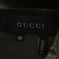 Gucci Jupe en cuir vert-marron