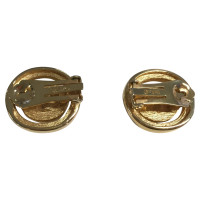 Christian Dior orecchini clip placcata oro con pietre blu