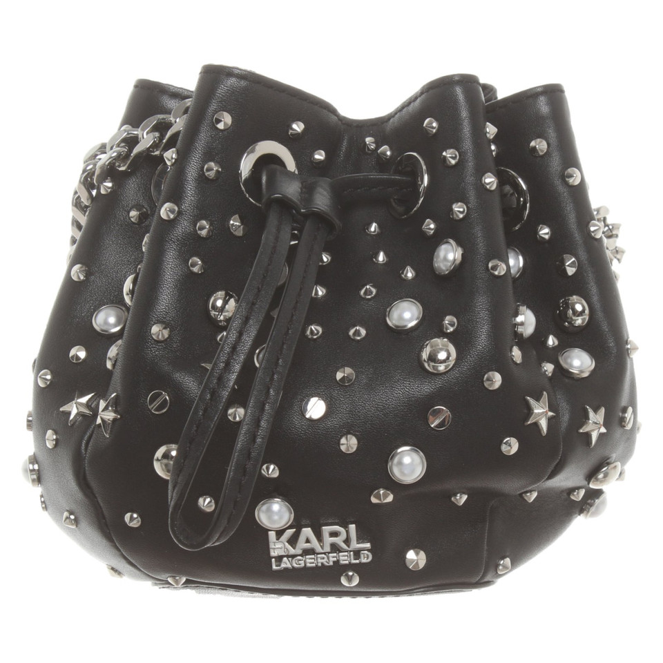 Karl Lagerfeld Handtasche aus Leder in Schwarz