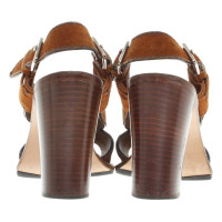 Prada Suede Pumps in Cognac Brown