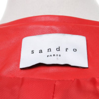 Sandro Veste en cuir rouge