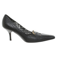 Prada Pumps/Peeptoes aus Leder in Schwarz