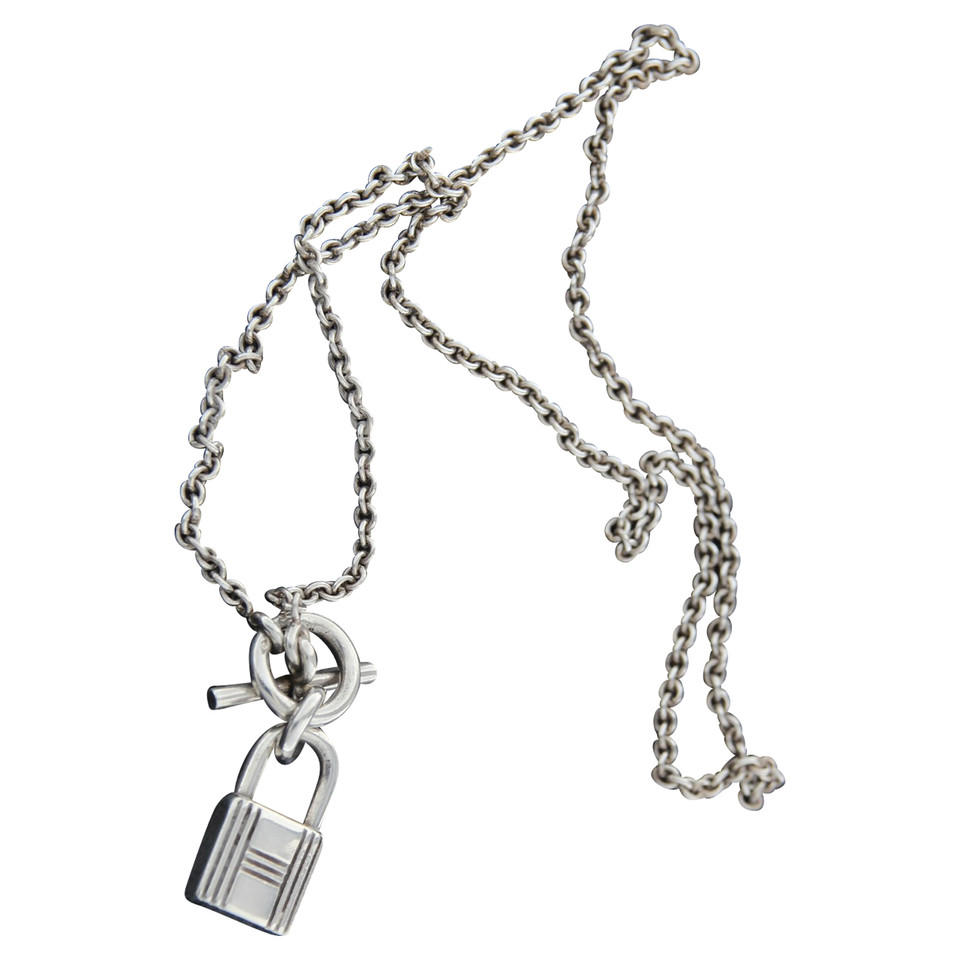 Hermès silver kelly lock necklace - Buy Second hand Hermès silver kelly ...