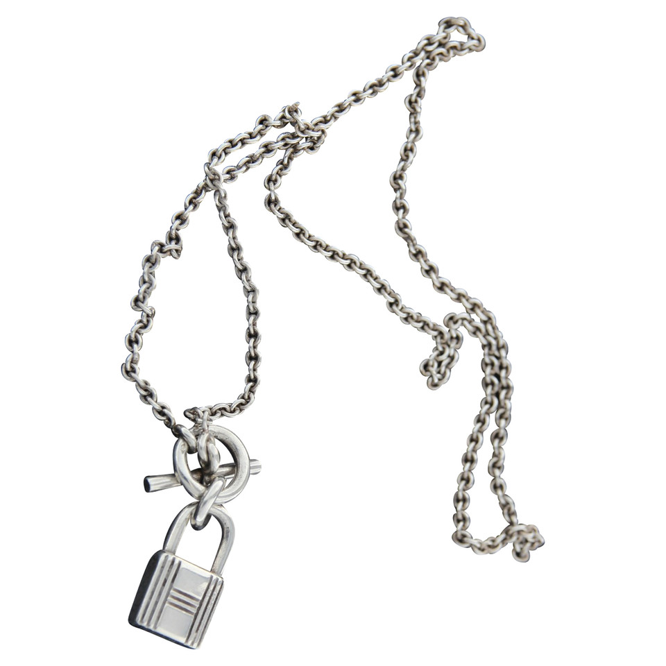 Hermès silver kelly lock necklace