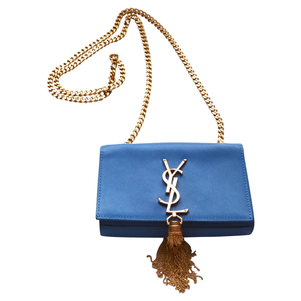 Saint Laurent Kate Monogram Tassel Chain en Cuir en Bleu