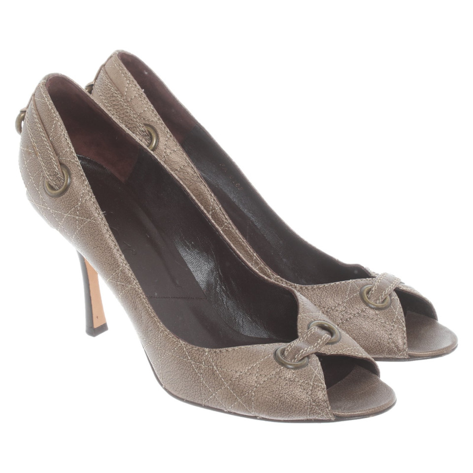 Christian Dior Pumps/Peeptoes aus Leder in Taupe