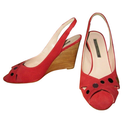 Pollini Sandals Suede in Red