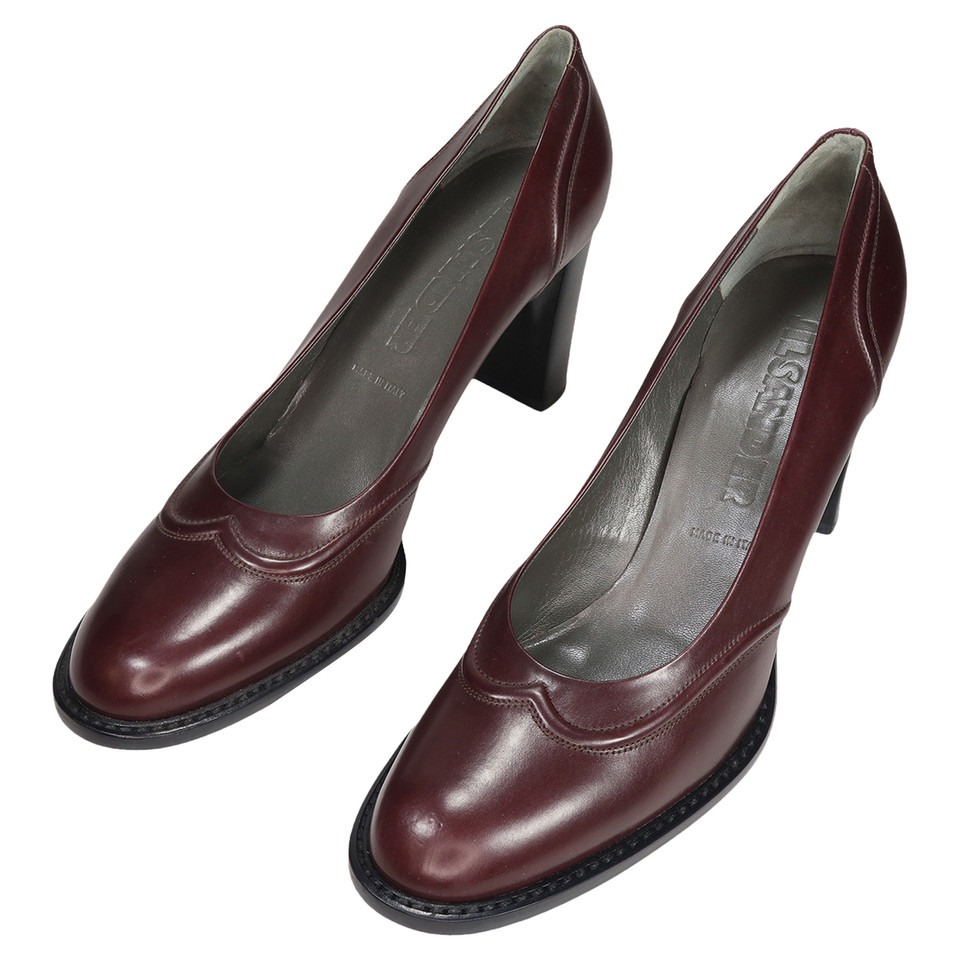 Jil Sander Pumps/Peeptoes Leather in Bordeaux