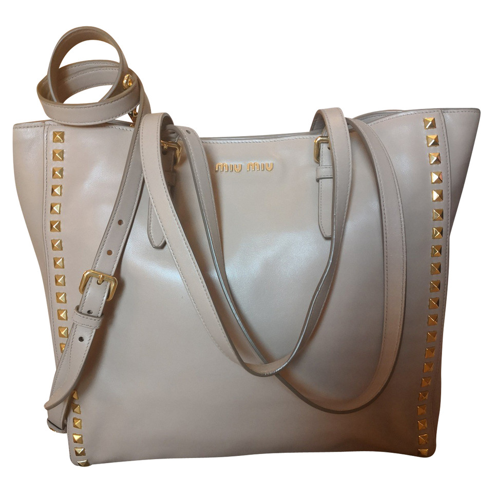 Miu Miu Shopper Leather in Beige