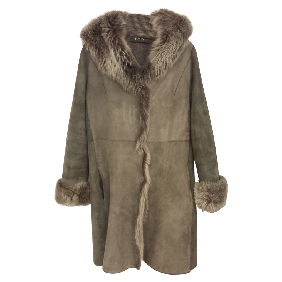 Furry Jacket/Coat Fur in Taupe