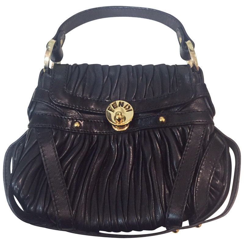Fendi Black Ruched Nappa Leather Shoulder Bag