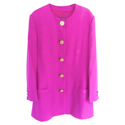 Gianni Versace Jacke/Mantel aus Wolle in Rosa / Pink