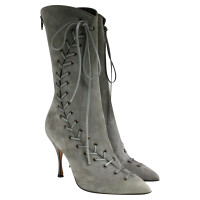 Manolo Blahnik Stiefel aus Wildleder in Grau