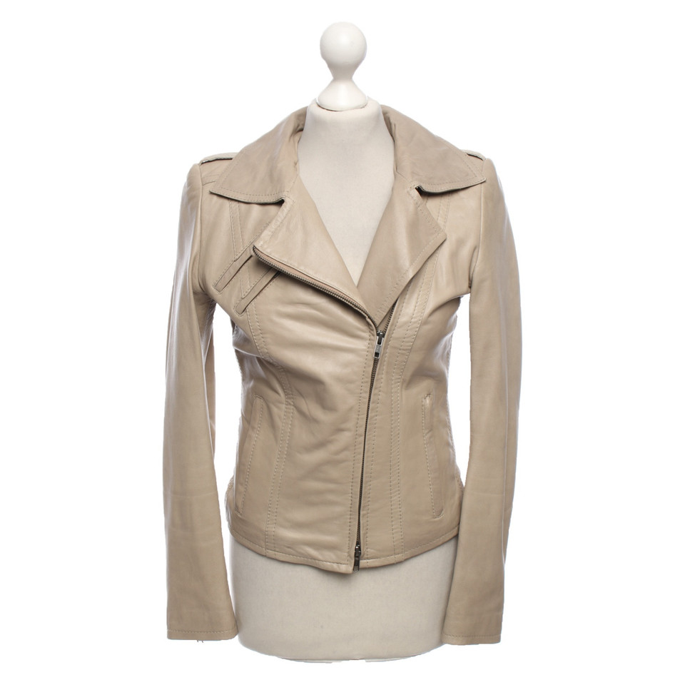 Drykorn Jacke/Mantel aus Leder in Beige