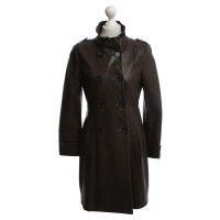 René Lezard Leather coat in dark brown