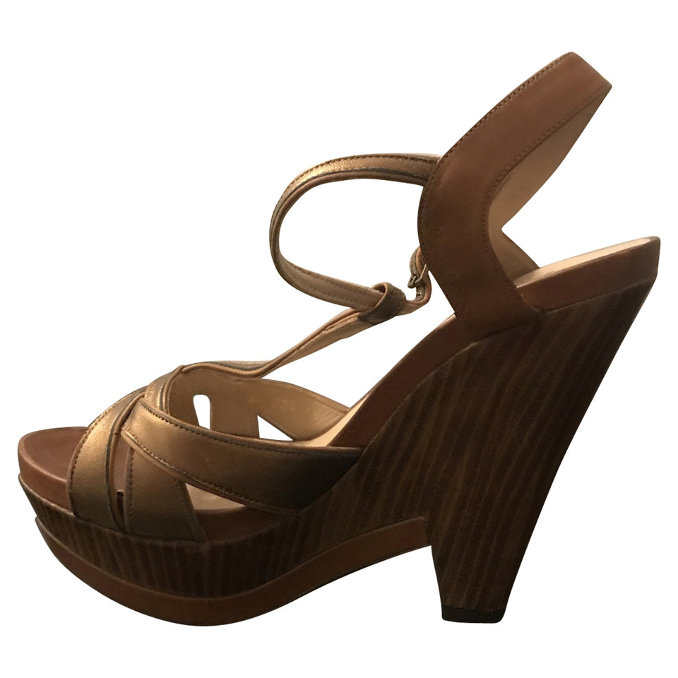 Pura Lopez Wedges Leather in Brown