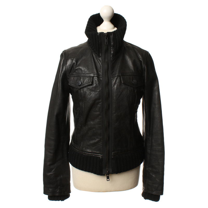 Dkny Leather jacket with wool details