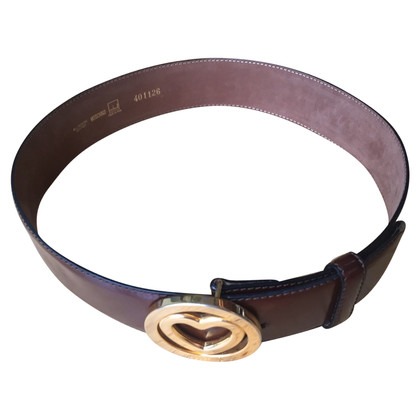 Moschino Leather Belt with Heart Buckle