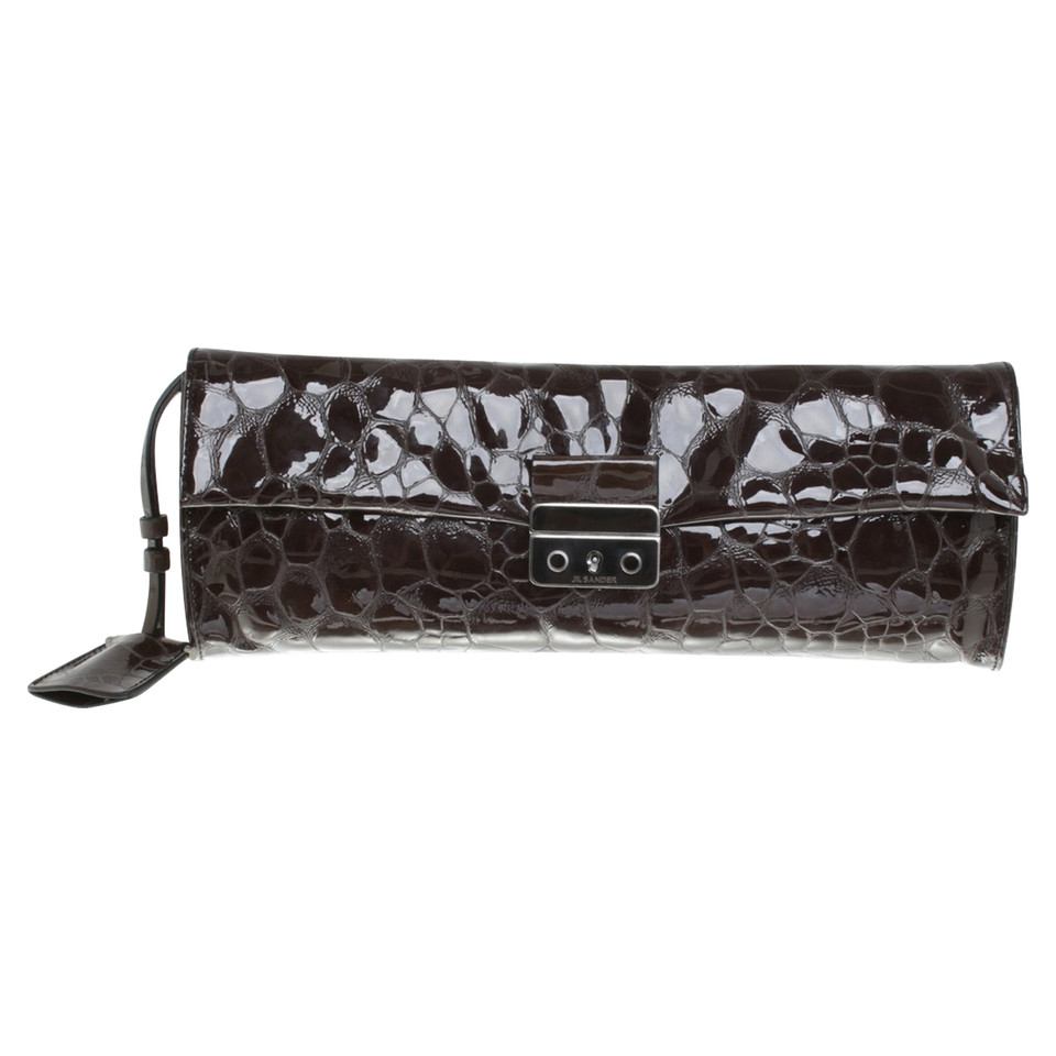 Jil Sander clutch met reptiel embossing