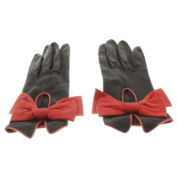 Hermès Leather gloves with red details