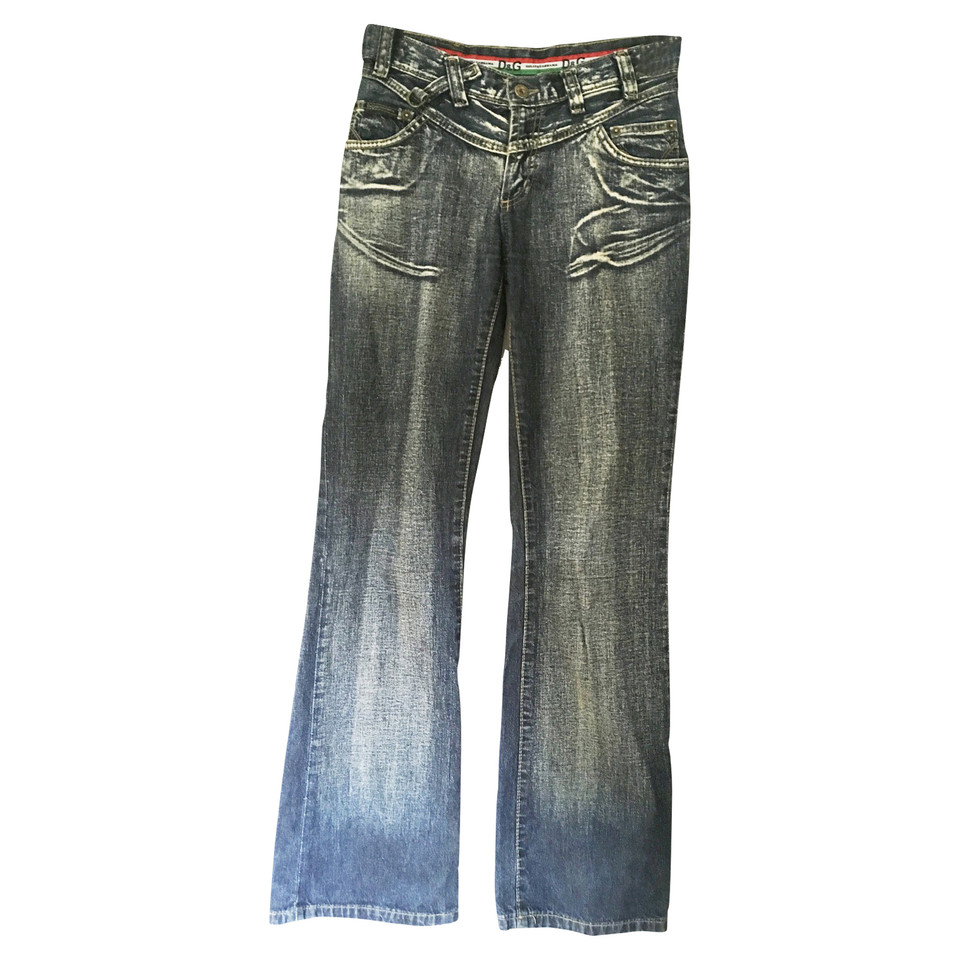Dolce & Gabbana washed bootcut blue jeans